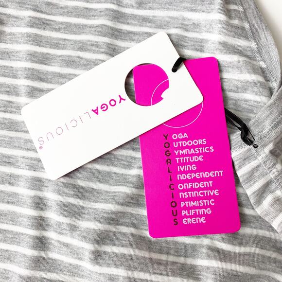 Yogalicious Heather Striped Open Back Tank Large - Picture 7 of 8